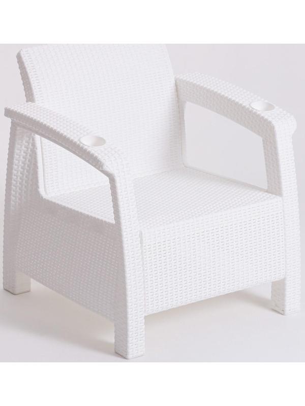 Комплект мебели: диван, 2 кресла, стол, белого цвета