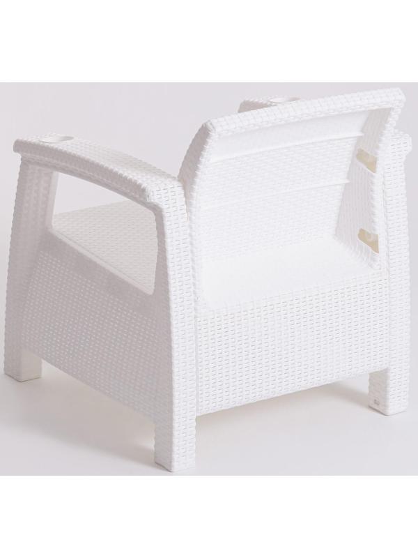 Комплект мебели: диван, 2 кресла, стол, белого цвета