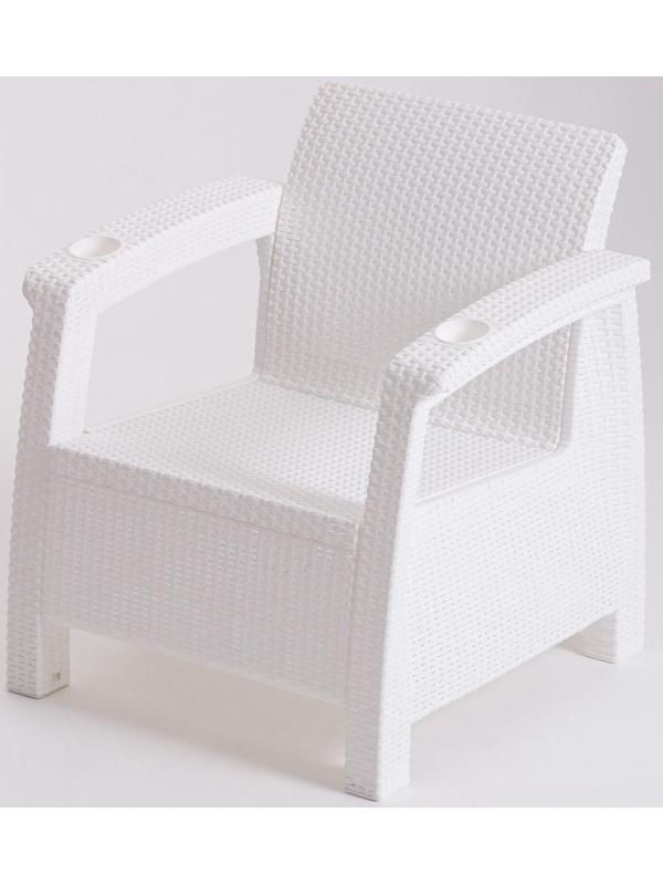 Комплект мебели: диван, 2 кресла, стол, белого цвета