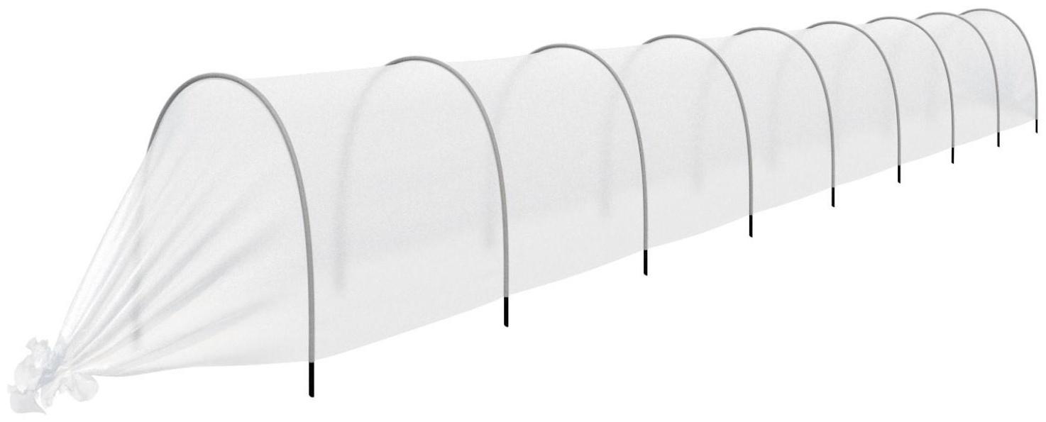 Парник прошитый, длина 8 м, 9 дуг из пластика, дуга L = 3,3 м, d = 16 мм, спанбонд 40 г/м²