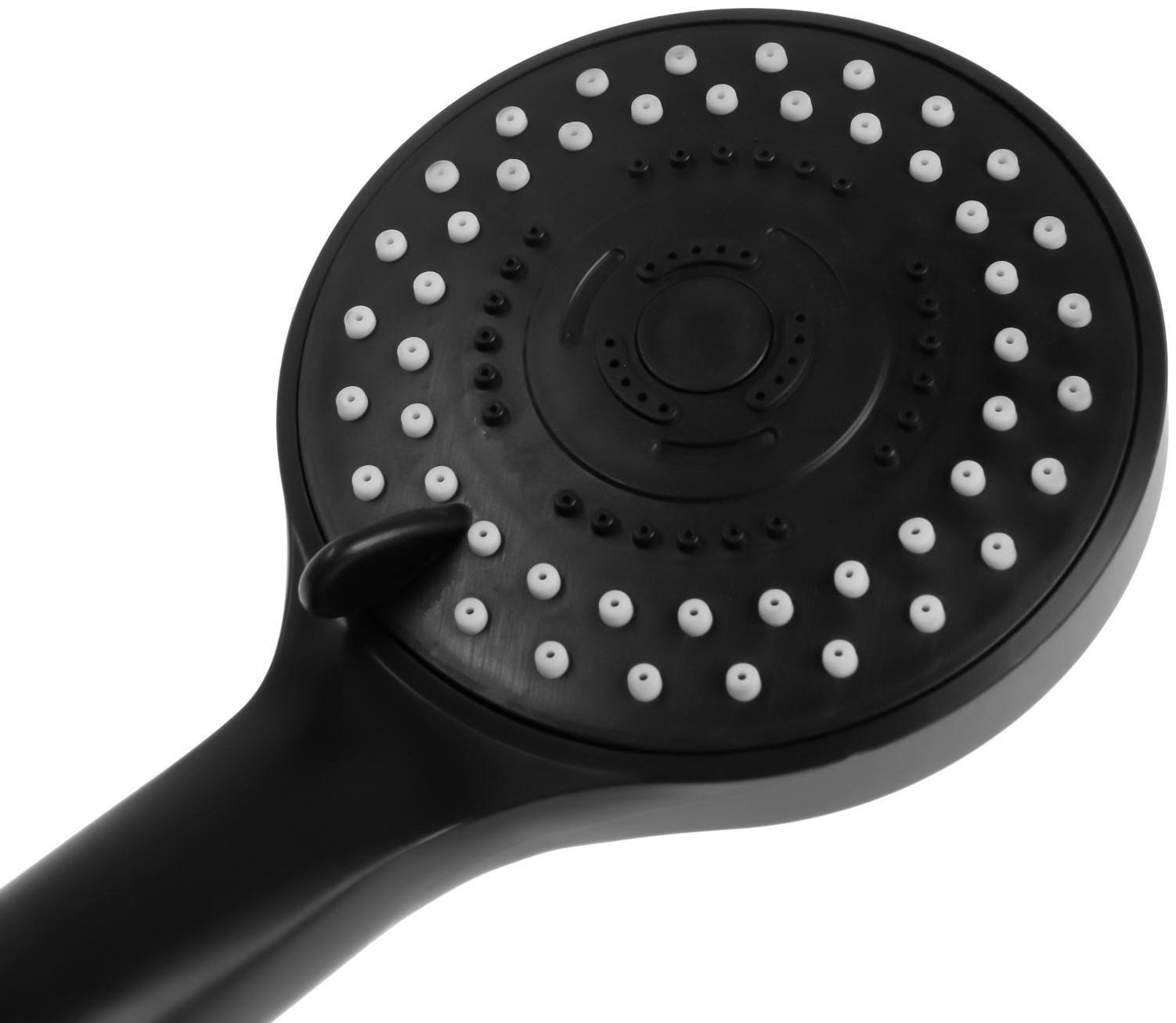 Набор для душа ZEIN Z0106, шланг 150 см, гайки металл, держатель, лейка 5 режимов, черный