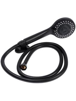 Набор для душа ZEIN Z0106, шланг 150 см, гайки металл, держатель, лейка 5 режимов, черный