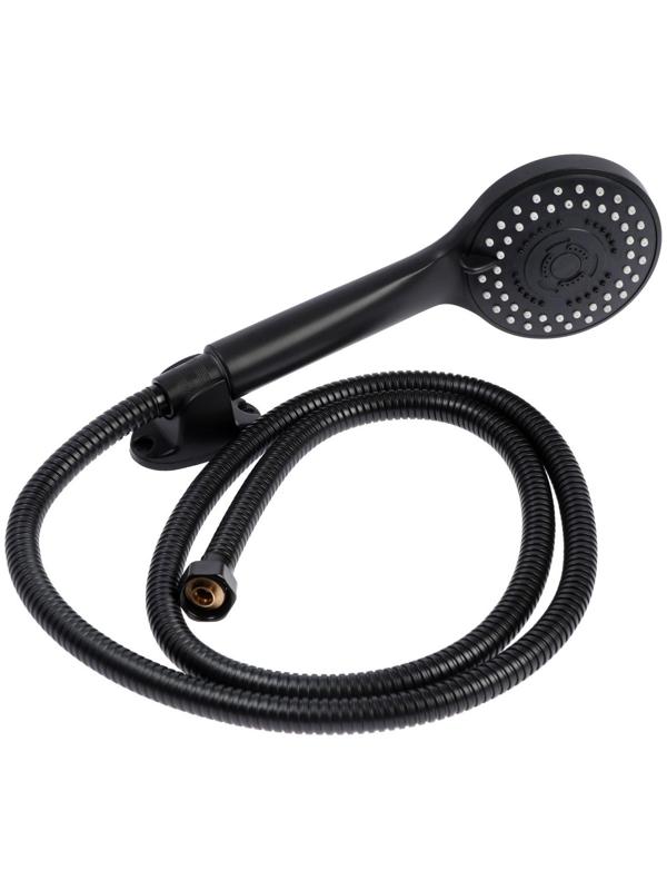 Набор для душа ZEIN Z0106, шланг 150 см, гайки металл, держатель, лейка 5 режимов, черный