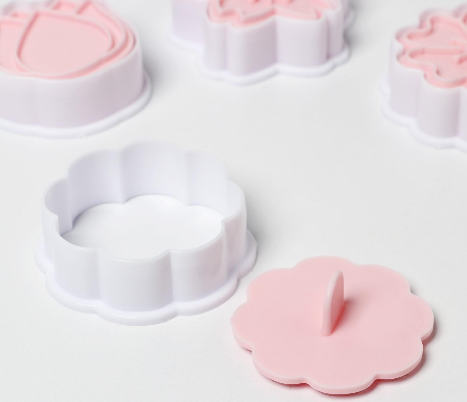 Набор форм для печенья «Цветы», 8 предметов, цвет розовый
