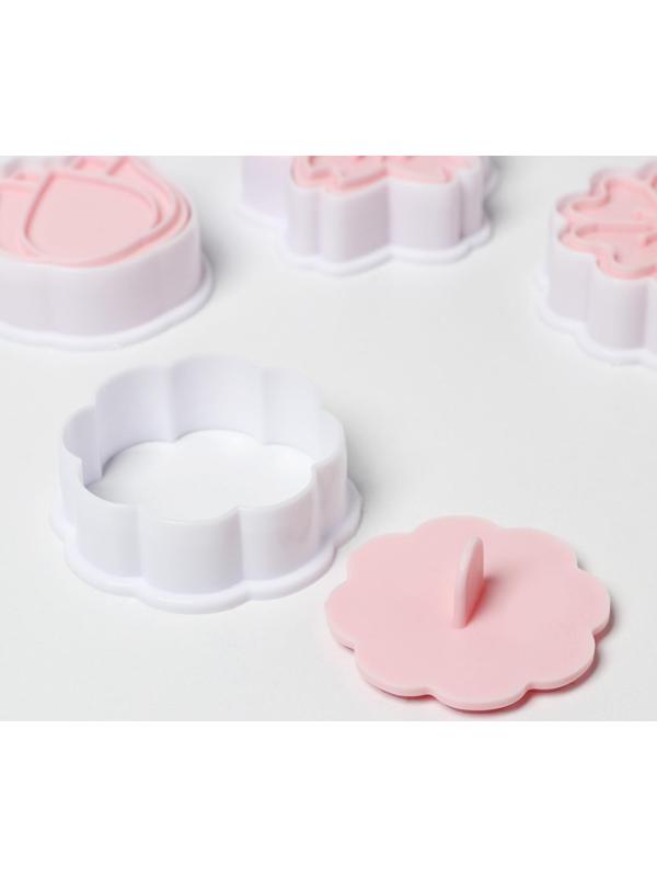 Набор форм для печенья «Цветы», 8 предметов, цвет розовый