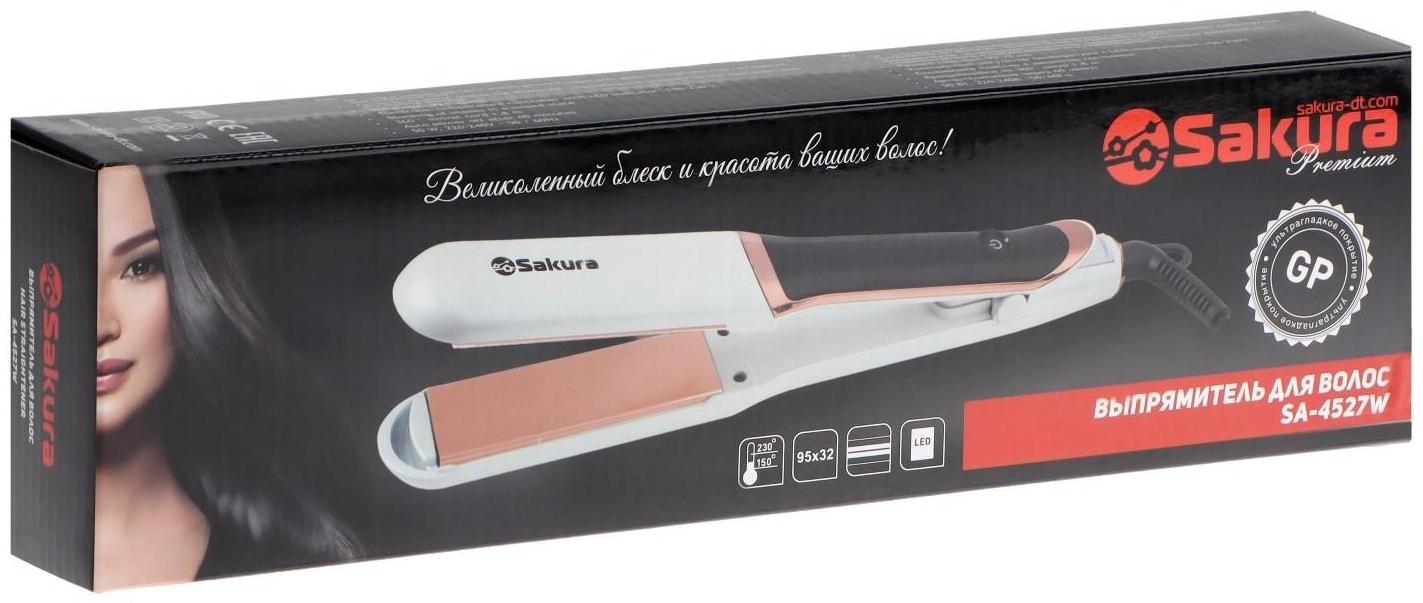 Выпрямитель Sakura SA-4527, 50 Вт, керамическое покрытие, до 230 °C, LED, белый