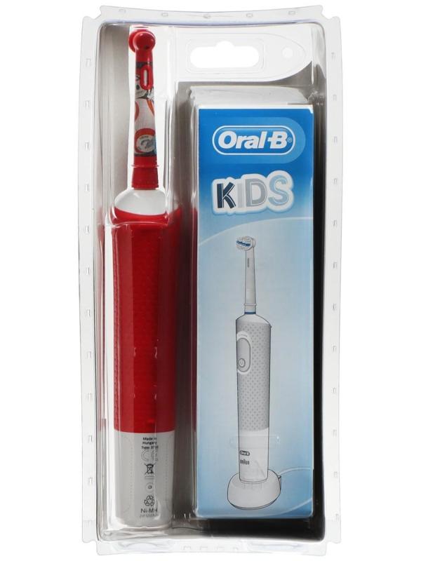 Электрическая зубная щетка Oral-B Kids Starwars. вращательная, 7600 об/мин, красно-белая