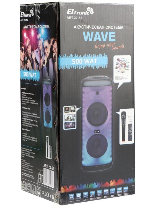 Портативная караоке система Eltronic Wave 500, 80 Вт, BT, SD, AUX, USB, 3600 мАч, чёрная