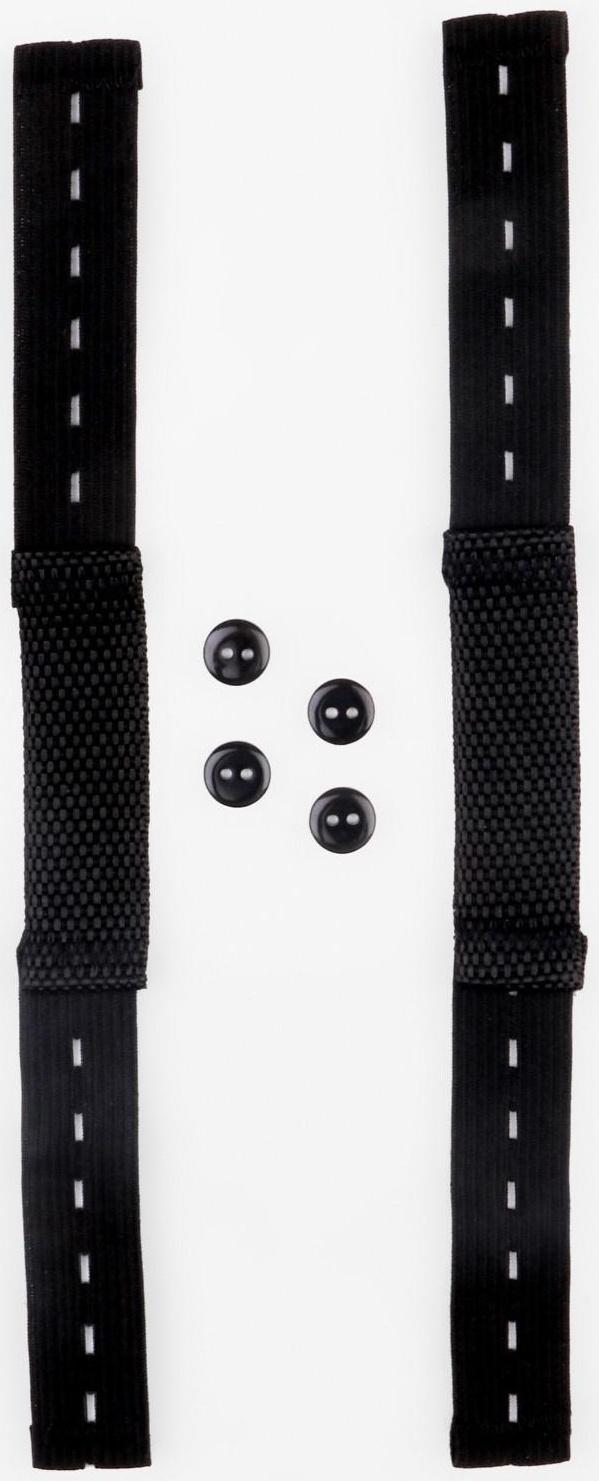 Штрипки, 24 см, 2 шт, с пуговицами, 4 шт, цвет чёрный