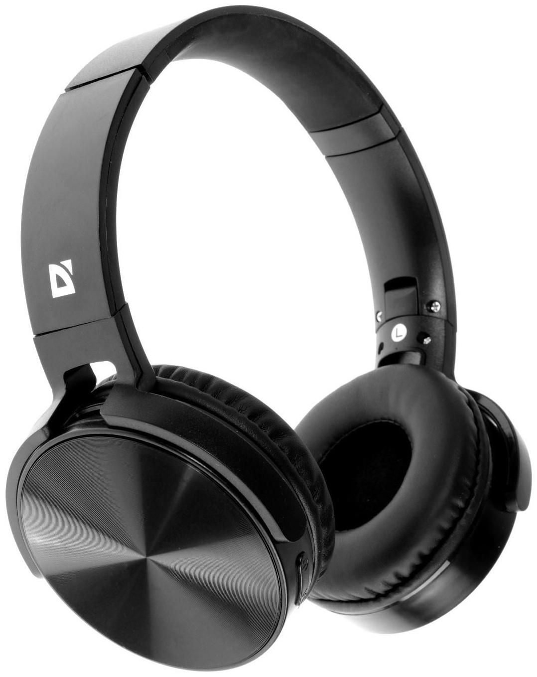 Наушники Defender FreeMotion B555, накладные, микрофон, управление, microSD, 150 мАч, черные