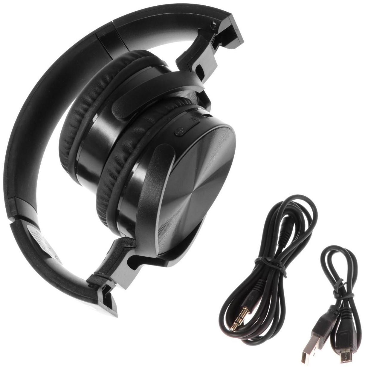 Наушники Defender FreeMotion B555, накладные, микрофон, управление, microSD, 150 мАч, черные