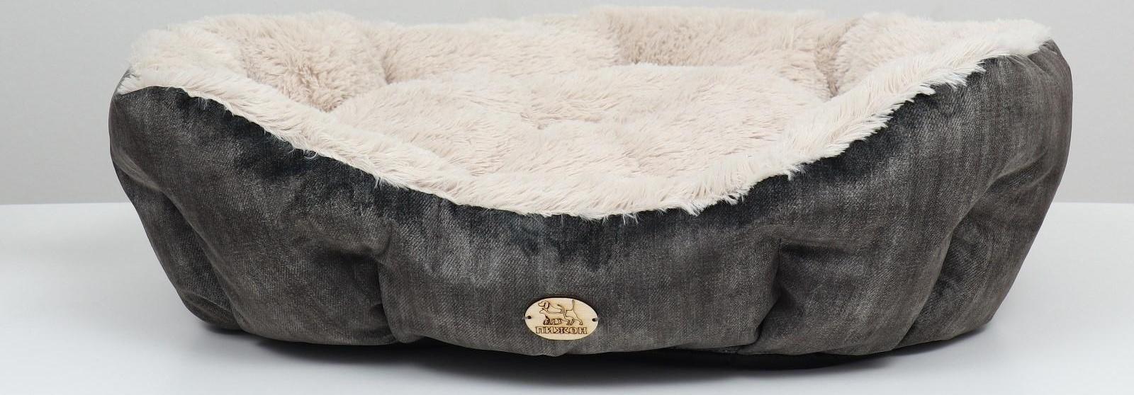 Лежанка-транформер, велюр + иск. мех, 60 х 50 х 15 см, микс