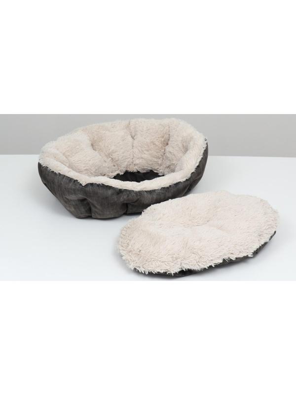 Лежанка-транформер, велюр + иск. мех, 60 х 50 х 15 см, микс