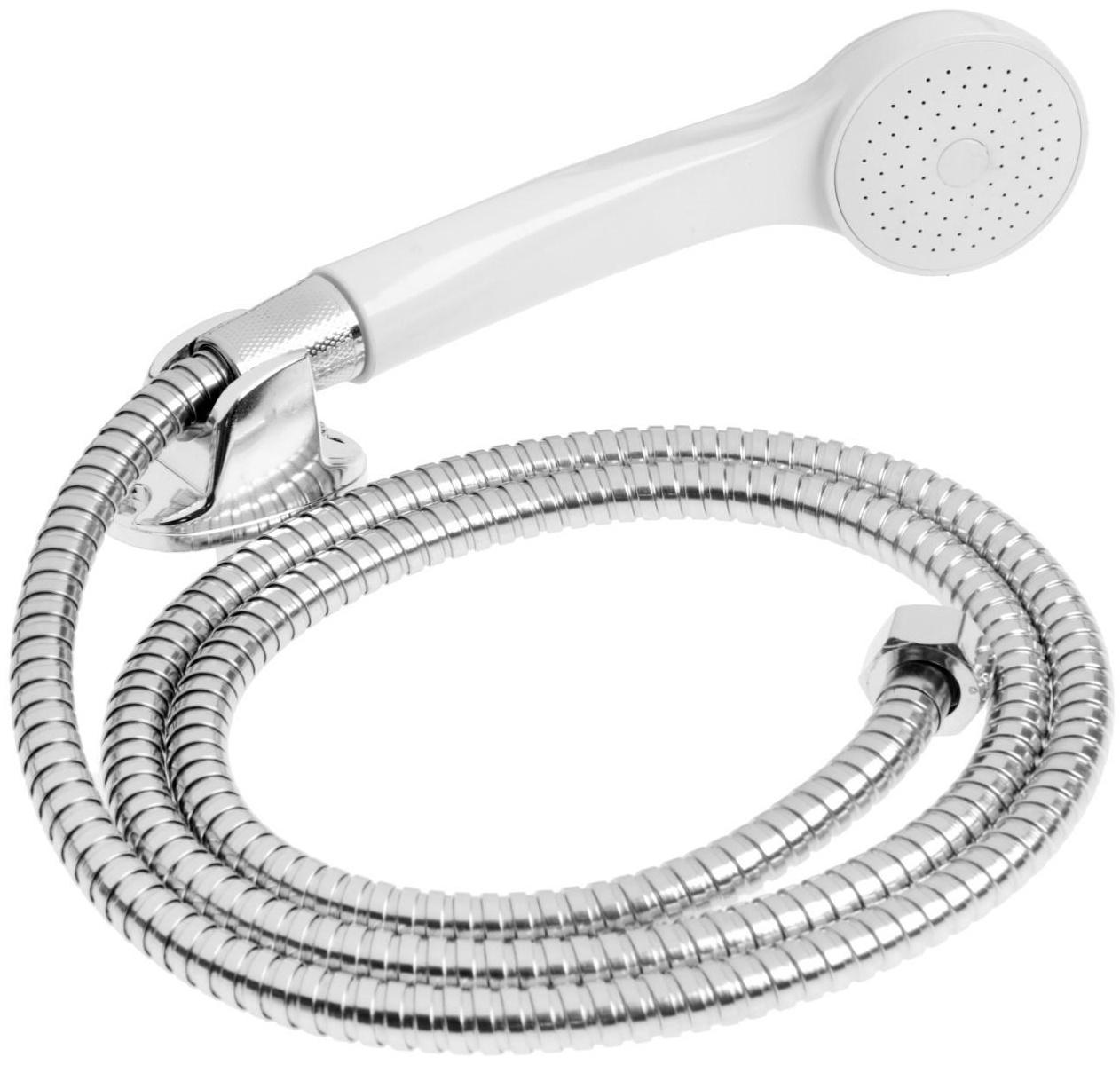 Набор для душа ZEIN Z0103, шланг 150 см, гайки пластик, лейка 1 режим, держатель, белый