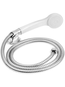 Набор для душа ZEIN Z0103, шланг 150 см, гайки пластик, лейка 1 режим, держатель, белый