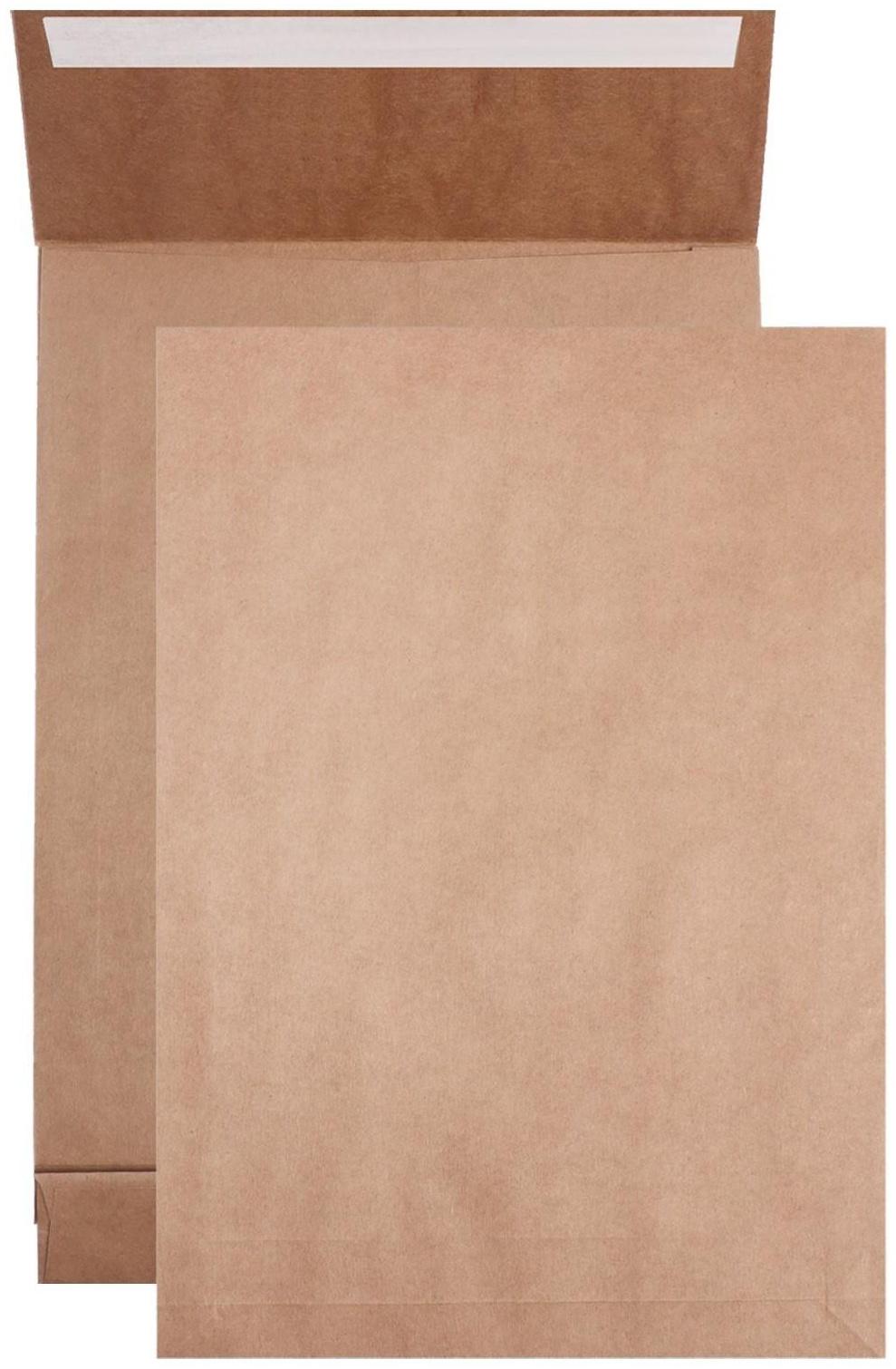 Пакет почтовый крафт C4 229 x 324 х 40 мм, без подсказа, без окна, отрывная лента, 130г/м