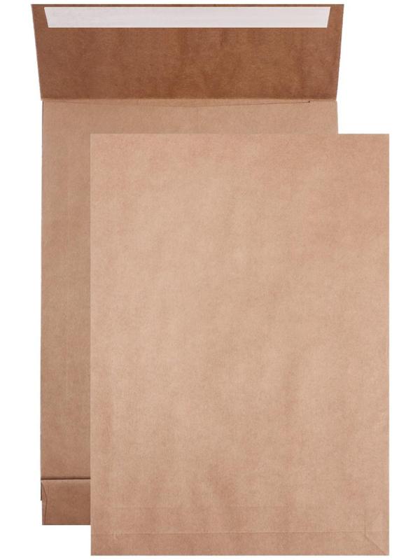 Пакет почтовый крафт C4 229 x 324 х 40 мм, без подсказа, без окна, отрывная лента, 130г/м