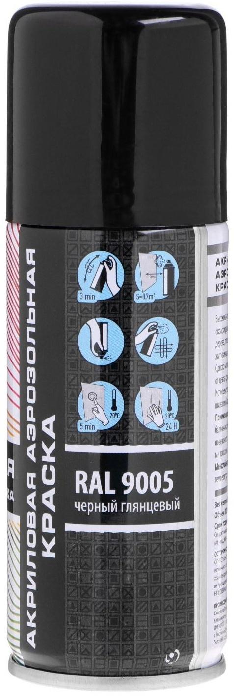 Аэрозольная краска Veslee акриловая, чёрная глянцевая, RAL 9005, 100 мл