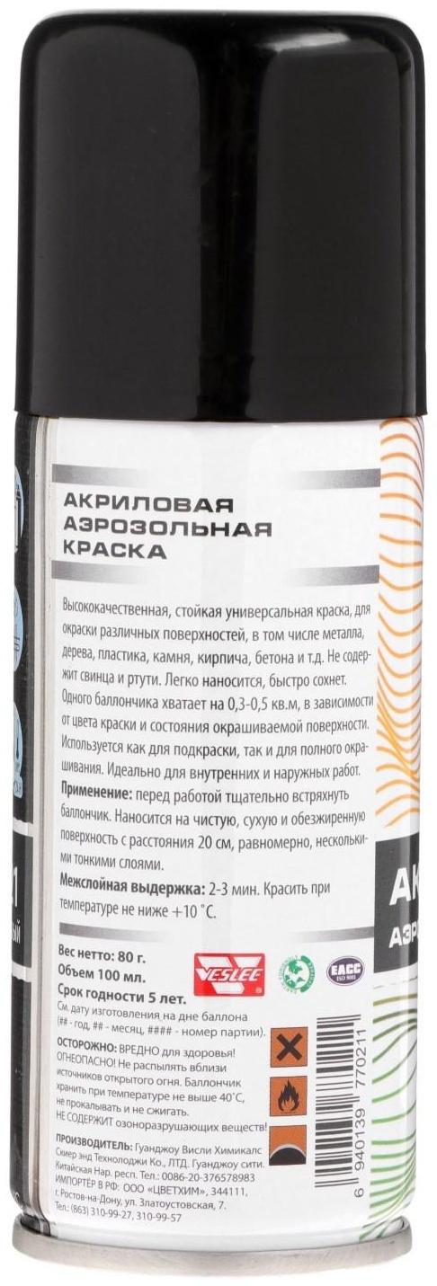 Аэрозольная краска Veslee акриловая, тёмно-серая, RAL 7021, 100 мл