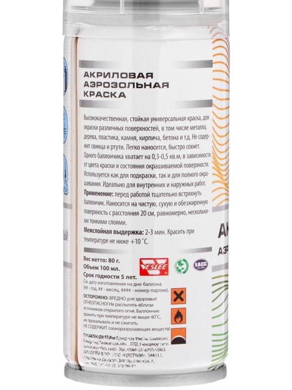 Аэрозольная краска Veslee акриловая, белая матовая, 100 мл