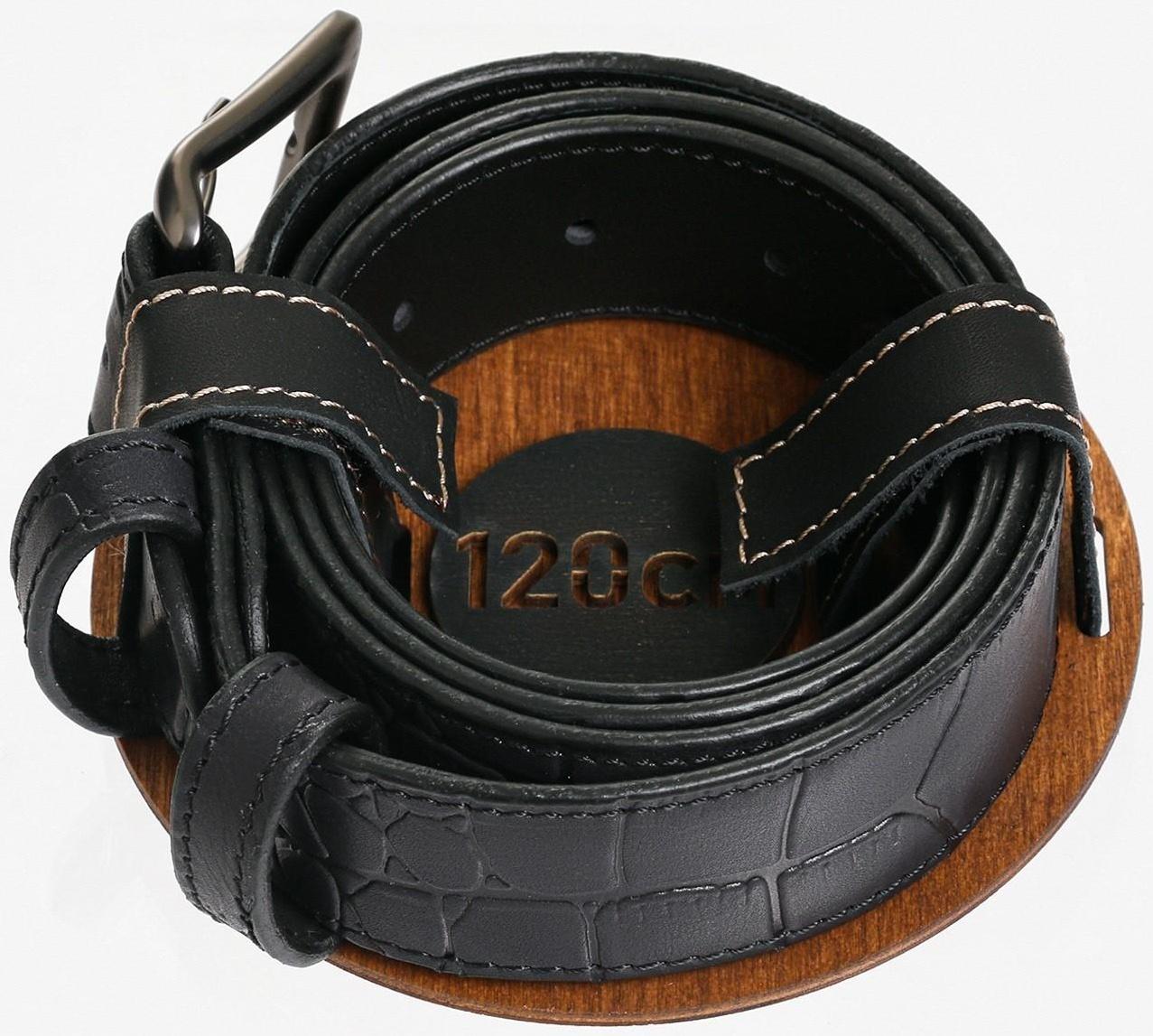 Ремень брючный с подкладом.Тиснение имитация кожи каймана, цвет черный, 4 см, 120 см