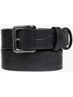 Ремень брючный с подкладом.Тиснение имитация кожи каймана, цвет черный, 4 см, 120 см