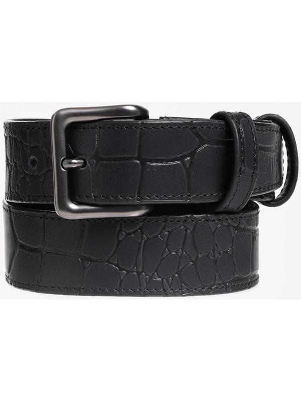 Ремень брючный с подкладом.Тиснение имитация кожи каймана, цвет черный, 4 см, 120 см
