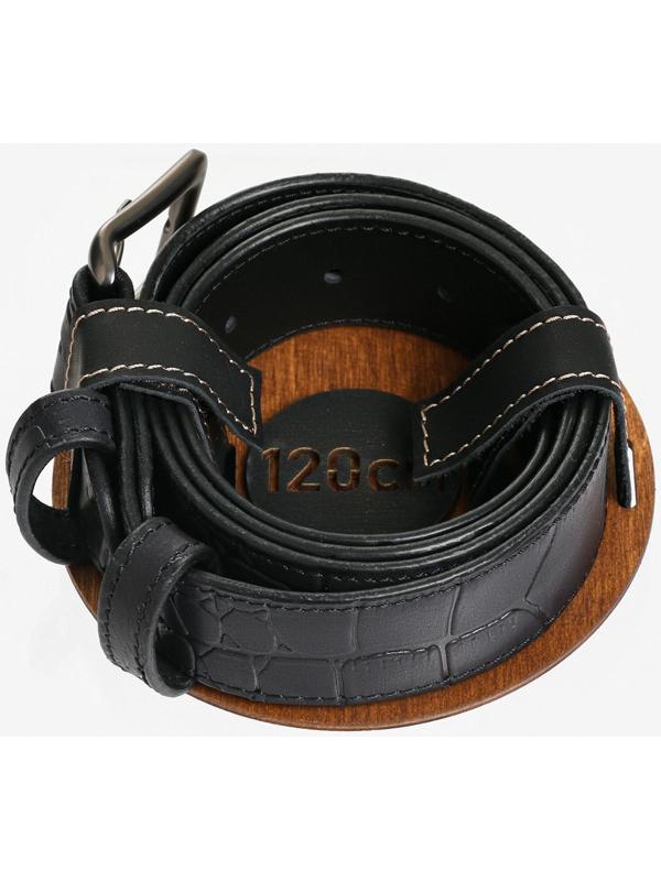 Ремень брючный с подкладом.Тиснение имитация кожи каймана, цвет черный, 4 см, 120 см