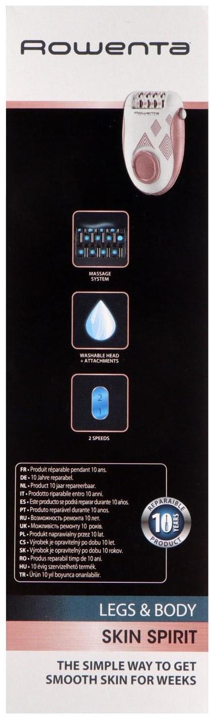 Эпилятор Rowenta EP2900F1, 4.8 Вт, 24 пинцета, 2 скорости, 1 насадка, 220 В, розовый