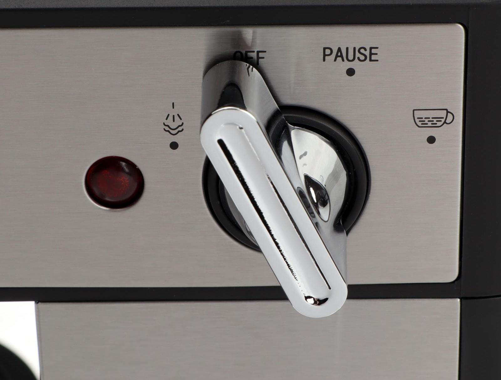 Кофеварка Redmond RCM-M1523, рожковая, 800 Вт, 0.35 л, чёрно-серебристая