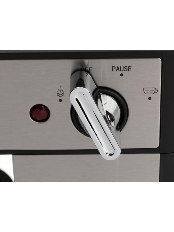 Кофеварка Redmond RCM-M1523, рожковая, 800 Вт, 0.35 л, чёрно-серебристая