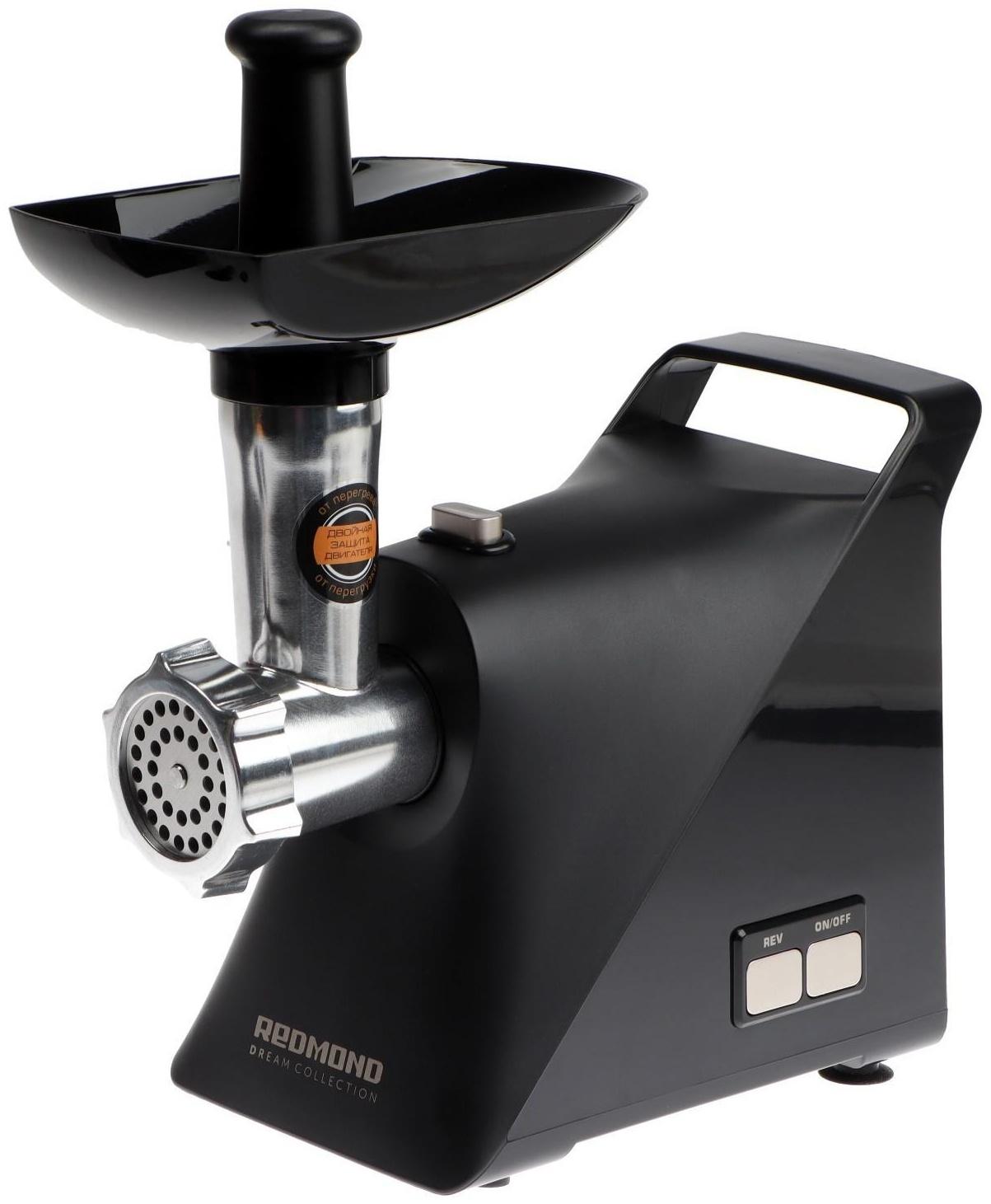 Мясорубка Redmond  RMG-1244-6, 1340 Вт, 1.6 кг/мин, 3 насадки, реверс, чёрная