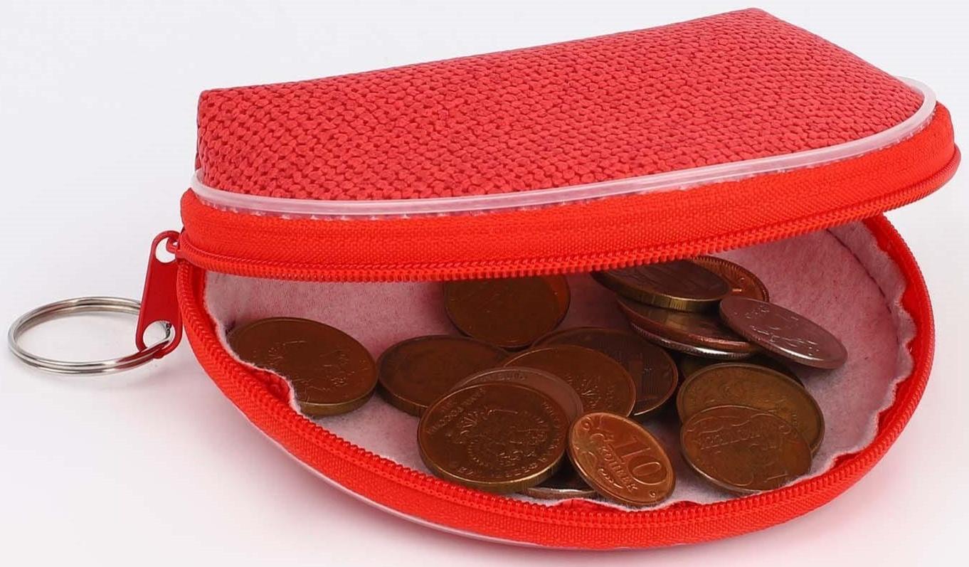 Кошелёк на молнии, цвет красный