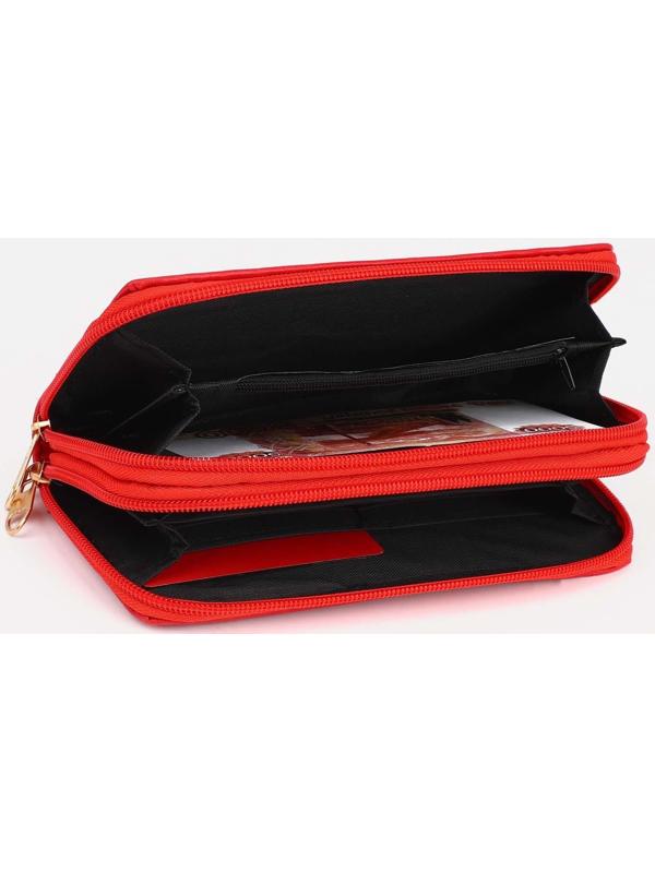 Кошелёк на молниях, цвет красный
