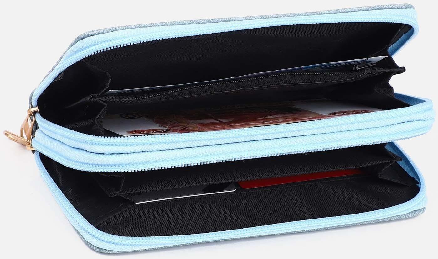 Кошелёк на молниях, цвет голубой
