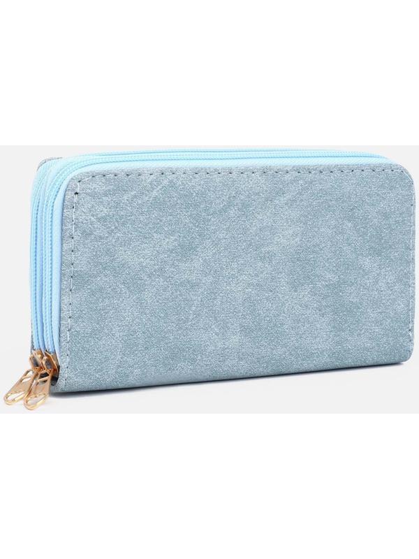 Кошелёк на молниях, цвет голубой