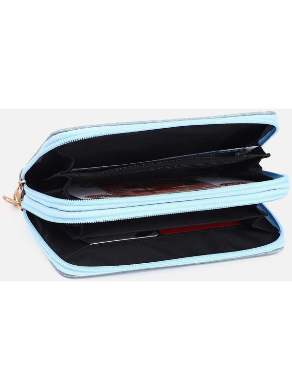 Кошелёк на молниях, цвет голубой