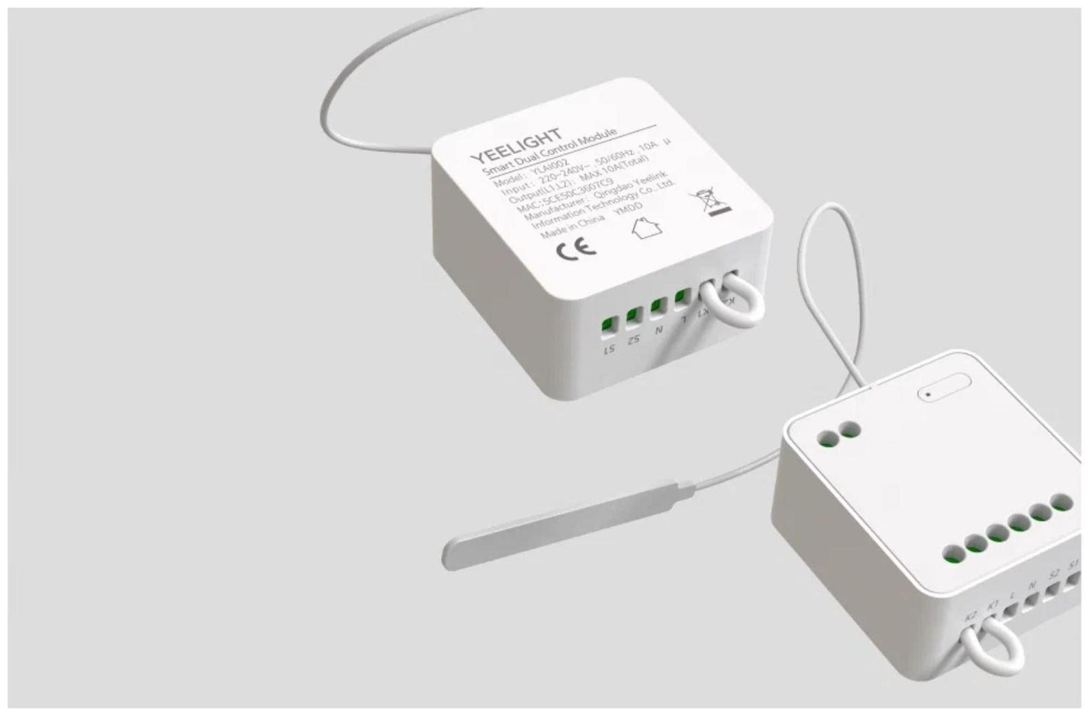 Управляемое реле Yeelight Smart Dual Control Module YLAI002, 2 канала, Wi-Fi, белое