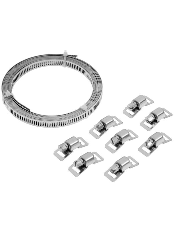 Набор: лента хомутная ZEIN engr, длина 3 м, ширина 8 мм, 8 замков, нержавеющая сталь