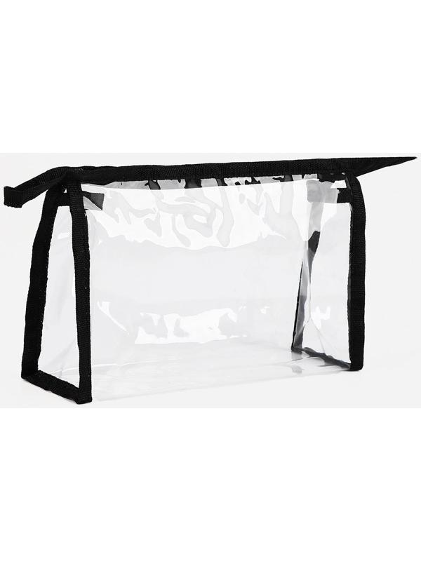 Косметичка на молнии, цвет прозрачный/чёрный