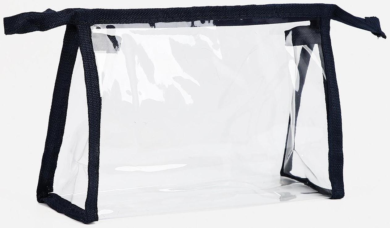 Косметичка на молнии, цвет прозрачный/синий