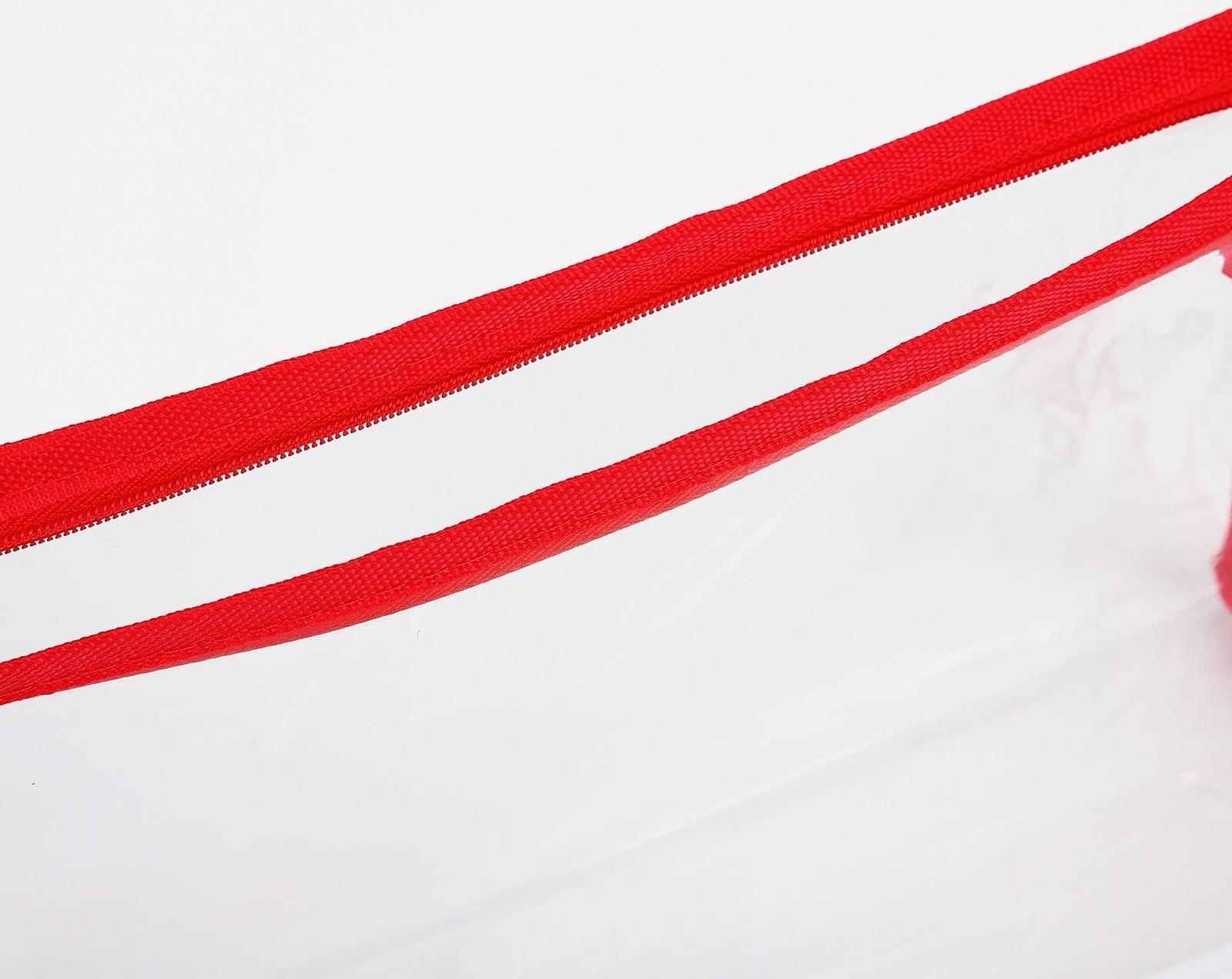 Косметичка на молнии, цвет прозрачный/красный