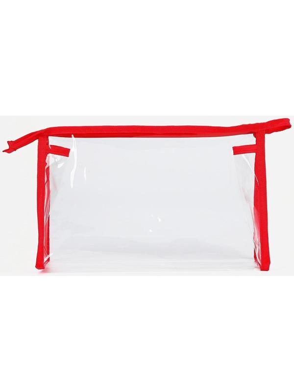Косметичка на молнии, цвет прозрачный/красный