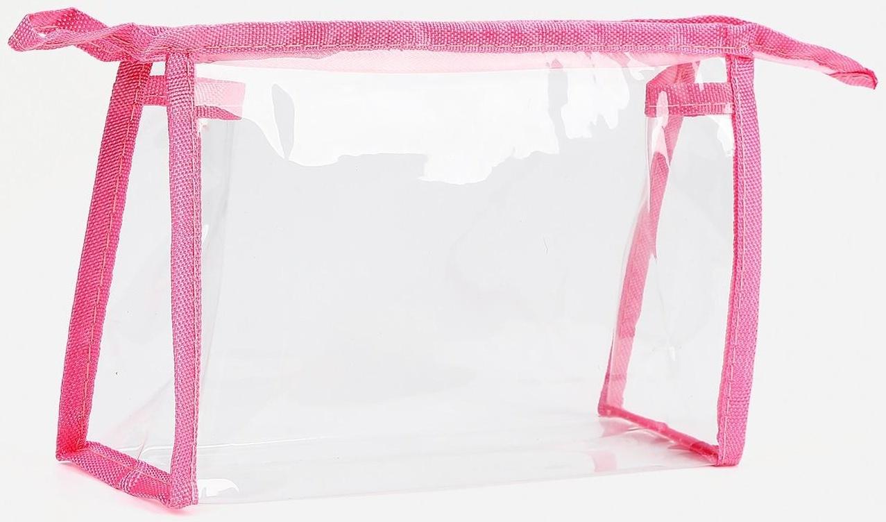 Косметичка на молнии, цвет прозрачный/розовый