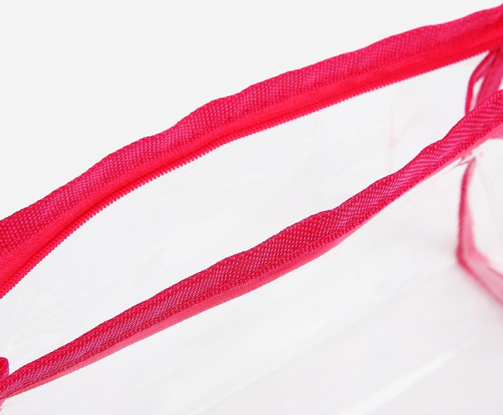 Косметичка на молнии, цвет прозрачный/малиновый