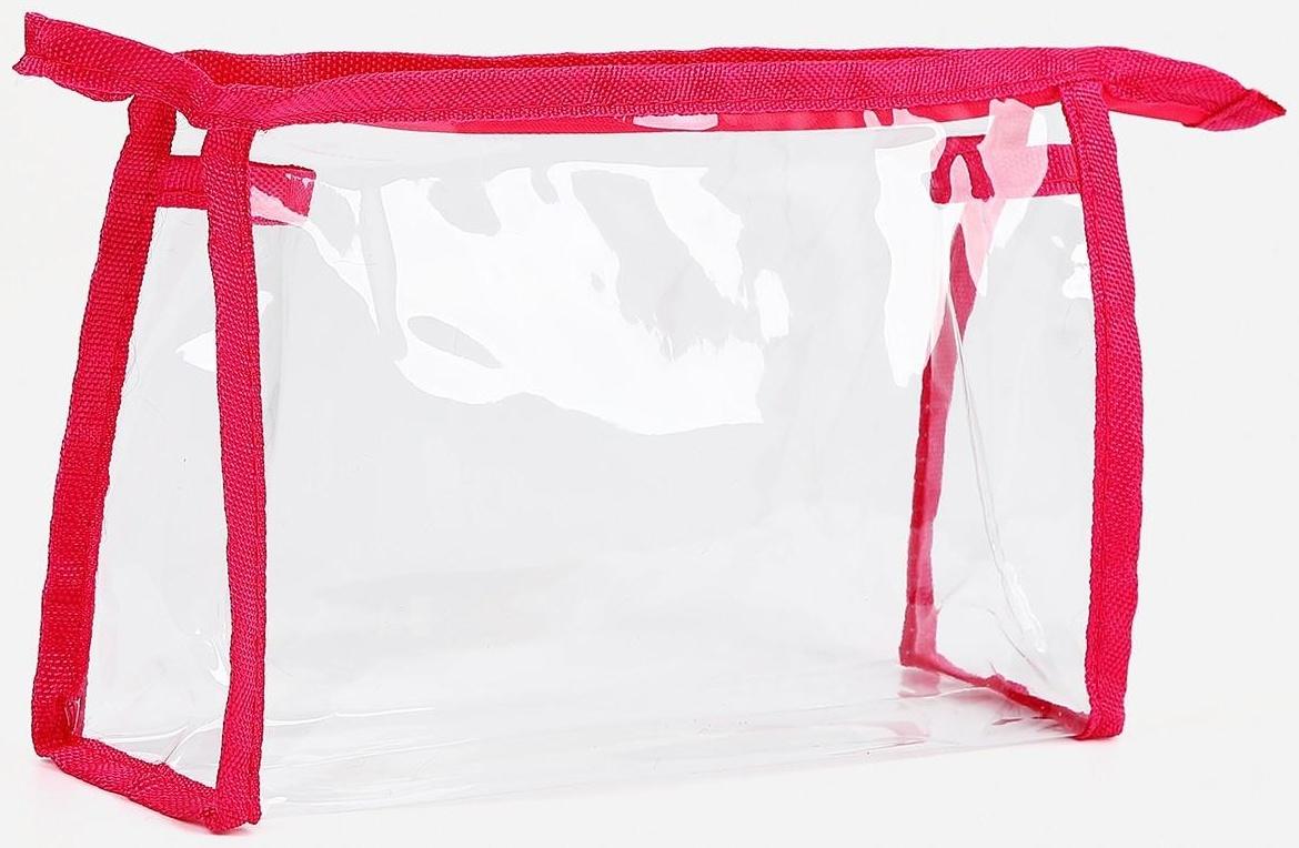 Косметичка на молнии, цвет прозрачный/малиновый