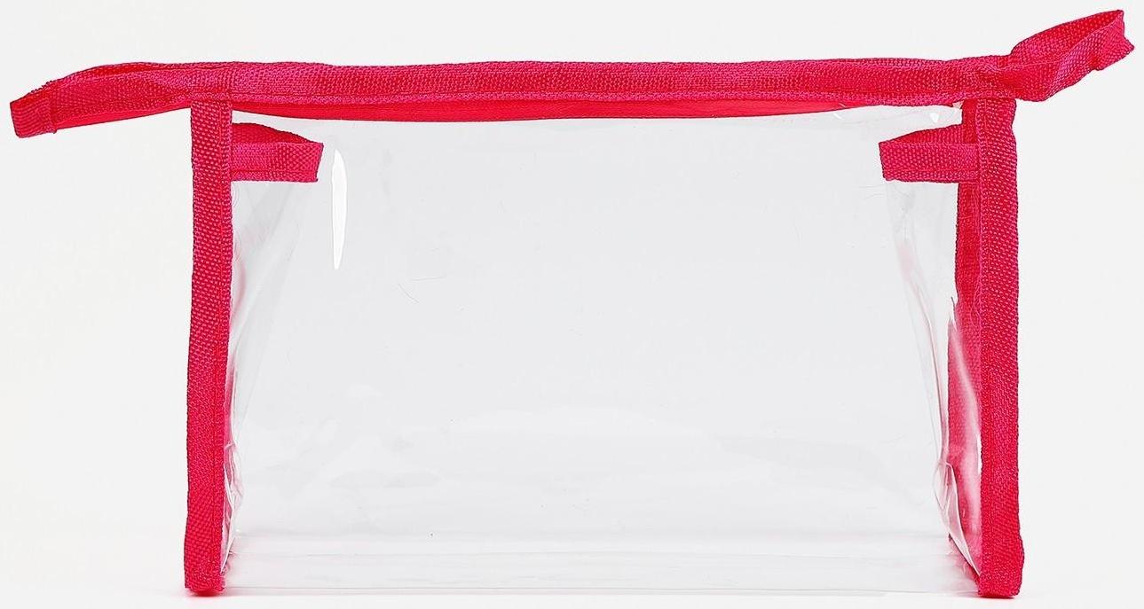 Косметичка на молнии, цвет прозрачный/малиновый