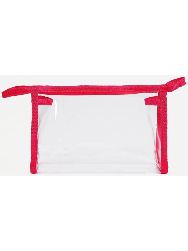 Косметичка на молнии, цвет прозрачный/малиновый