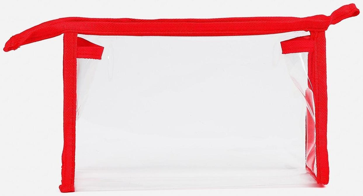 Косметичка на молнии, цвет прозрачный/красный
