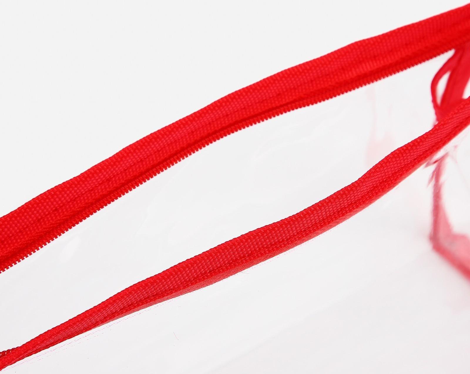 Косметичка на молнии, цвет прозрачный/красный